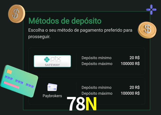 O cassino 78N oferece uma grande variedade de métodos de pagamento
